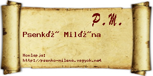 Psenkó Miléna névjegykártya